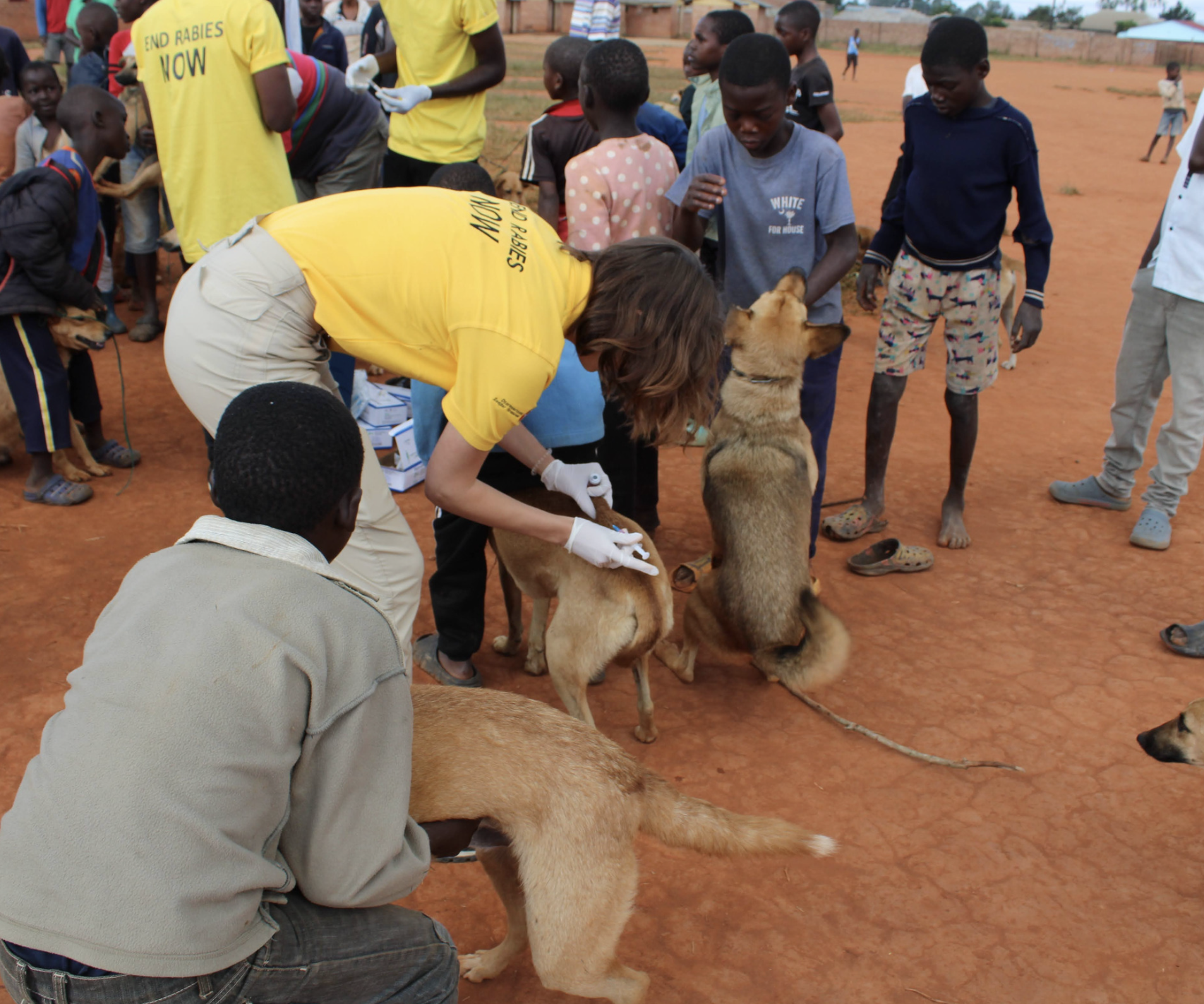 student malawi geeft vaccinatie